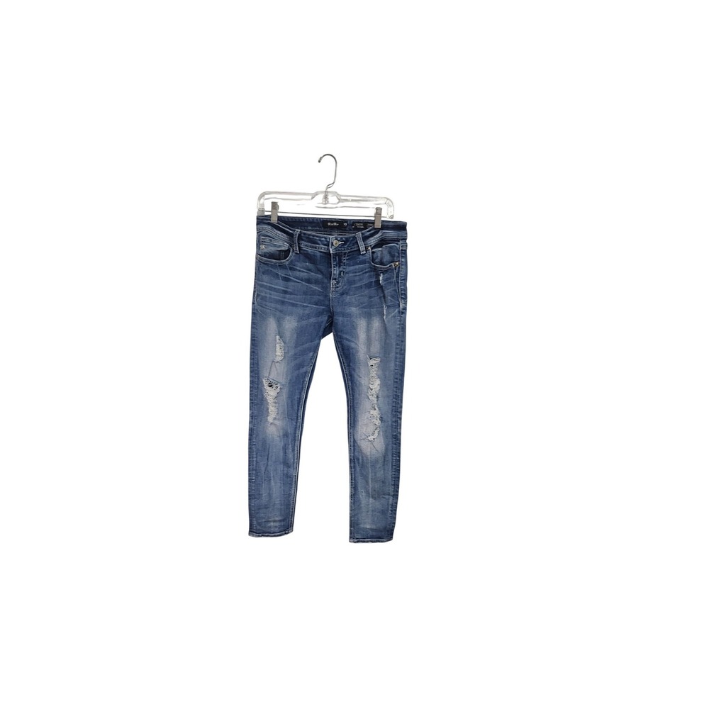 Miss Me Signature Skinny Jeans Womens 30 Medium Wash Distressed Embroidered Blue